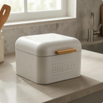 Leivakast CreamWhite Metall Bambusist K&auml;epidemega gray