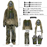 P&otilde;lenud zombi kost&uuml;&uuml;mikomplekt: Halloweeni maskeraadipidu ja kummitumaja rekvisiidid L (Height 1.7m-1.9m) gray