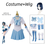 T&auml;iskasvanud Naine T&uuml;drukud Cosplay Anime Super Sailor Mercury Kost&uuml;&uuml;m Parukas Kleit J&otilde;ulud &Uuml;likond Parukas Peo R&otilde;ivad Lolita Sailor XL gray