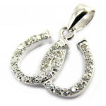 Les Tr&eacute;sors De Lily [M1707] - Pendentif Argent 'Fer &agrave; Cheval' blanc valge