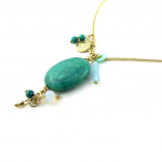 Les Tr&eacute;sors De Lily [N1122] - Collier Cr&eacute;ateur 'Alta&iuml;' vert dor&eacute; t&uuml;rkiissinine