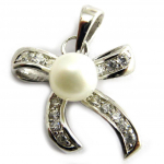 Les Tr&eacute;sors De Lily [N2968] - Pendentif Argent 'Noeud Romantique' blanc h&otilde;be