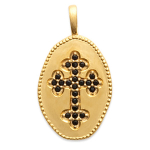 Les Tr&eacute;sors De Lily [Q8474] - Pendentif Plaqu&eacute; Or 'Croix' noir dor&eacute; - 17x13 mm must