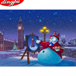 Talvine lumi DIY 5D Teemantmaal T&auml;is&uuml;mmargune puurmosaiik Rhinestone maastik Teemanttikandid Ristpistes seinakunst 20X30CM punane