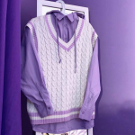 Sviiter Vestid Naiste Lihtne kudum Lilla Valge Kawaii Casual Chic Preppy Style Korea Universaalne avara varrukateta s&uuml;gisretro XXL valge