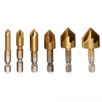 6 tk/komplekt 6mm-19mm Flute Chamfer s&uuml;vistatav &uuml;mmargune 1/4  kuuskant HSS 90-kraadine puidu faasimisl&otilde;ikur s&uuml;vistatav puur