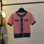 Naiste suvi Uus br&auml;ndidisain O-kaelusega teemandid, n&ouml;&ouml;bid, v&otilde;re, kootud pullover Topid Retro Hit v&auml;rvi l&uuml;hikeste varrukatega &otilde;huke kampsun One Size punane