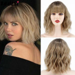 MERISIHAIR L&uuml;hikesed Platinum Bob S&uuml;nteetilised Parukad Blondid Ombre Lainelised Parukas Tumedad Tumedad Tumedad Tumedad Naistele Igap&auml;evaseks kandmiseks CN