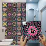 Mandala stiilis v&auml;rvilised plaadid seinakleebis K&ouml;&ouml;k Backsplash riidekapp Vannitoa renoveerimine Peel & Stick veekindel kunst seinakleebis 10cmX10cmX10pcs