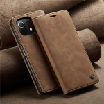 11 Lite 5G NE &uuml;mbris Xiaomi Mi 11 Lite 5G NE 11i &uuml;mbris Funda Xiomi 11 11T 12 Pro nahast rahakoti CASEME klappkaartide pesa jaoks Xiaomi 11 Lite 5G NE punakaspruun