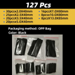 FONKEN Termokindel toru termokahaneva &uuml;mbriskomplekt Termoretractil kahanevad torud Erinevad traatkaabli isolatsioonimuhvid 127PCS must