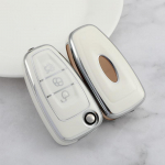 Pehme TPU auto v&otilde;tme&uuml;mbrise kate Ford Ranger C-Max S-Max Focus Galaxy Mondeo Transit Tourneo kohandatud automaatse v&otilde;tmehoidja v&otilde;tmehoidja jaoks key case valge
