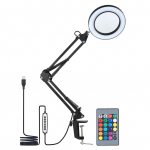 D C5V 2A 8W 80LEDs lauavalgusti 5x luubiga P&ouml;&ouml;rdvarre klambriga laualamp USB-toitega must