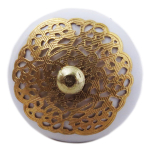 Les Tr&eacute;sors De Lily [A3118] - Kuldvalge Boho keraamiline m&ouml;&ouml;blinupp - 60x40 mm kuld