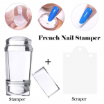 2 tk/komplekt Slicone Nail Art tembelduskomplekt, prantsuse keel manik&uuml;&uuml;ri plaadi templite poleerimiseks &scaron;abloon malli l&auml;bipaistev templi kaabits puhas