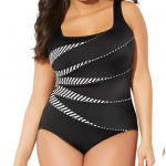 U-kaelusega laiad &otilde;larihmad naiste Monokini Sexy Push Plus Size Up gradienttr&uuml;kiga body 3XL must