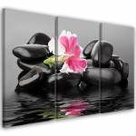 Kolmeosalise pildiga l&otilde;uendiprint Stones Flower Zen Spa 60x40 must