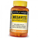 Multivitamiinid ning k&ouml;&ouml;giviljade ja puuviljade ekstraktid, Megavite koos puuviljade ja k&ouml;&ouml;giviljadega, multivitamiinid/mineraalid, Mason Natural 60 kapslit (36529018) 60caplets