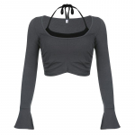 Naiste k&auml;rbitud topid riided, p&auml;itsed, kaelus, pikkade varrukatega &uuml;hev&auml;rviline korsett-T-s&auml;rk S hall