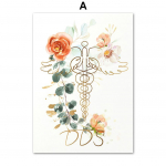 Abstraktne meditsiin Hambaarst Hambad S&uuml;da Lill Vintage seinakunst L&otilde;uendimaal P&otilde;hjamaade stiilis plakatid ja tr&uuml;kised Elutoa sisustus A4 21x30cm No Frame