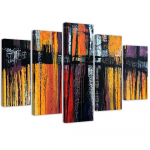 Viieosalise pildiga l&otilde;uendiprint Colorful Abstraction 100x70 oranž