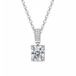 Mosan Diamond 925 Sterling Silver Kaelakee Klassikaline nelja k&uuml;&uuml;nega h&auml;rjapea komplekt Teemant &uuml;he karaadise rangluu ripatsiga temperamendi ehted