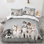 3D Lemmiklooma mustriga voodipesukomplekt Loomade koerte tekikate 2/3 mikrokiust kangast AU/EL/US/UK/DE t&auml;issuuruses pehme kiiresti kuivav kodu&uuml;likond AU Queen 210x210cm