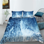 3D digitaalprinditud hunditeemaline voodipesukomplekt, kodumagamistoa teki- ja padjap&uuml;&uuml;ri voodipesukomplekt, AU/EU/US t&auml;issuuruses kodukaunistus Baby 100x135cm