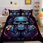 3D-retropleieri voodipesukomplekt Koljupea m&auml;nguk&auml;epidemega tekikott ja padjap&uuml;&uuml;r 2/3-osaline m&auml;ngumasinate seeria kodukaunistus Baby 100x135cm