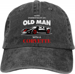 &Auml;ra kunagi alahinda vana unisexit Corvette'iga (3) Unisex Vintage pesapallim&uuml;ts, pestud denim, reguleeritav isa m&uuml;ts, puuvillane kauboim&uuml;ts One Size