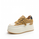 Fujin 7,5 cm ehtsast nahast vabaajamood suvine kevadine kuum M&uuml;&uuml;a paksud tossud, platvorm kiil, s&uuml;gis, naiste mugavad kingad 34 beež