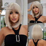 BLONDE UNICORN Blond s&uuml;nteetiline parukas Naturaalne l&uuml;hike Bob parukas tukkidega igap&auml;evaseks kasutamiseks mustvalgetele naistele Cosplay kuumakindel