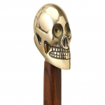 Walking Cane Skull Head Stick, Wood Folding stick, Antique, Silver, Golden Solid Brass Head Cane for Men
