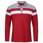 Vabaaja puuvillased pikkade varrukatega polos&auml;rgid Meeste Mood Patchwork Stretch Slim Work Golf Button Polo kaelusega T-s&auml;rk EURO suurus L punane