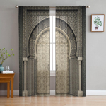 Maroko keskaegsed vintage ukse &scaron;ifoonist l&auml;bipaistvad kardinad elutuppa magamistuppa kodukaunistuse akna Voiles t&uuml;llkardinad W135 x H115cm x1