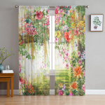 &Otilde;limaal Stiil Kevadlilled T&uuml;ll Akna Kardinad Elutuba Organza Sheer Voile kardin Magamistuba K&ouml;&ouml;k Kodukaunistus Drape W135 x H115cm x1