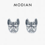 Modian 925 Sterling Silver Animal Loyal French Bulldog Partners Koerte k&otilde;rvar&otilde;ngad naistele Peen peen ehted h&otilde;be
