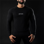 Muscleguysi meeste kevad- ja s&uuml;gisspordi T-s&auml;rk avara puuvillane pikkade varrukatega T-s&auml;rk Moodne Slim Running Fitness Top M must