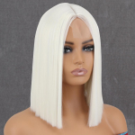 Miss Parukas L&uuml;hike oranž parukas Keskosa Blond Lady Bob Juuksed S&uuml;nteetiline Kuumakindel parukas Cosplay Parukas 35cm