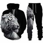 Isiksus Roaring Tiger 3D Prindiga meeste kapuuts/komplekt Lahedad dressipluusid + p&uuml;ksid, kost&uuml;&uuml;m, dressid, spordir&otilde;ivad, moer&otilde;ivad paarile M
