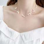 925 h&otilde;bedane mitmekihiline naturaalne barokk p&auml;rli kaelakee naistele, lihtsas stiilis k&auml;sitsi valmistatud pulmapeo ehete kingitus 45CM valge