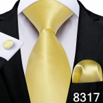 Lipsukomplekt meestele Kuldse triibuga Paisley kaelaside siidist lipsu tasku kandilised mansetin&ouml;&ouml;bid pulmapeoks N-8317