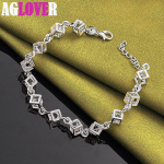 925 Sterling Silver Square AAA tsirkoonist ketiga k&auml;ev&otilde;ru ehted 20cm