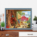 5D DIY Teemantv&auml;rvimine Lehmade ja koerte Ristpistekomplekt Mosaiik Teemanttikandid Roos T&auml;is&uuml;mmargune ruudukujuline puur Kodukaunistus Round 30x40cm