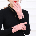 Ehtsast nahast kindad Naiste soojad paksendatud sametist rattakindad