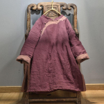Johnature Naiste Pullover Vintage Parkid V&auml;rvilised n&ouml;&ouml;bid, pikkade varrukatega hommikumantlid Talvised Hiina stiilis soojad pargid One Size lilla