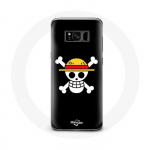&Uuml;mbris Samsung Galaxy S8 plus One Piece Manga Skull musta taustaga