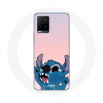 Coque pour Vivo Y21s 2021 / Y21 2021 Stitch le Nez en l'air fond rose
