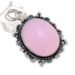 Natural Pink Chalcedony Gemstone Handmade 925 Sterling Silver Pendant 2.05 p4a20