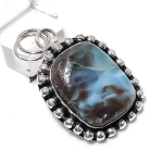 Natural Caribbean Larimar Gemstone 925 Sterling Silver Gift Pendant 1.89 k8d64